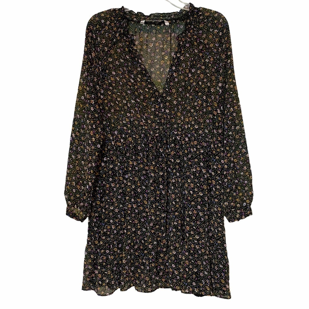 Zara Floral Sheer Lined Dress Sz Medium
